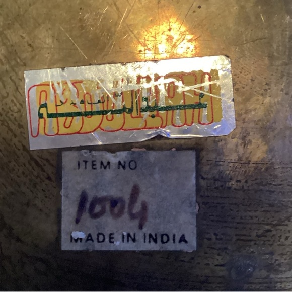 Vintage Brass Tea Set, Four Goblets, Numbered Abdullah Tray Etched Floral - Picture 4 of 9